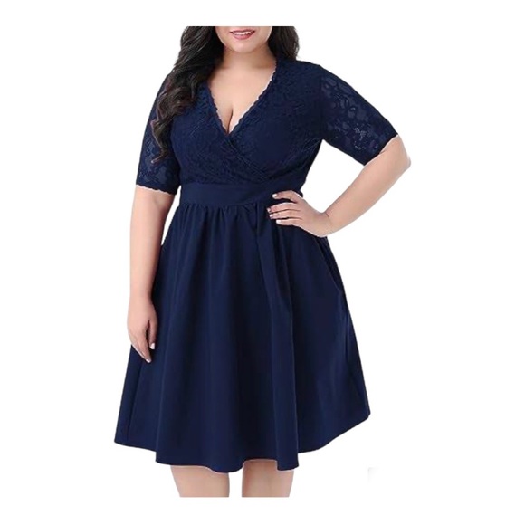 Women’s Navy Blue Lace Design Dress Size 18W - Picture 1 of 4